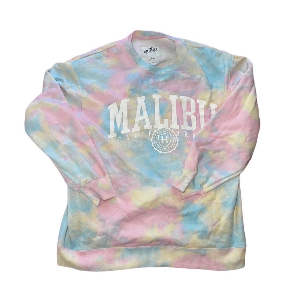 hollister malibu multicolor tie dye pastel crew neck sweatshirt oversized fit